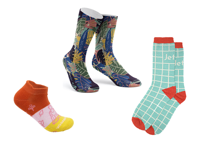custom full color socks for company swag is popular