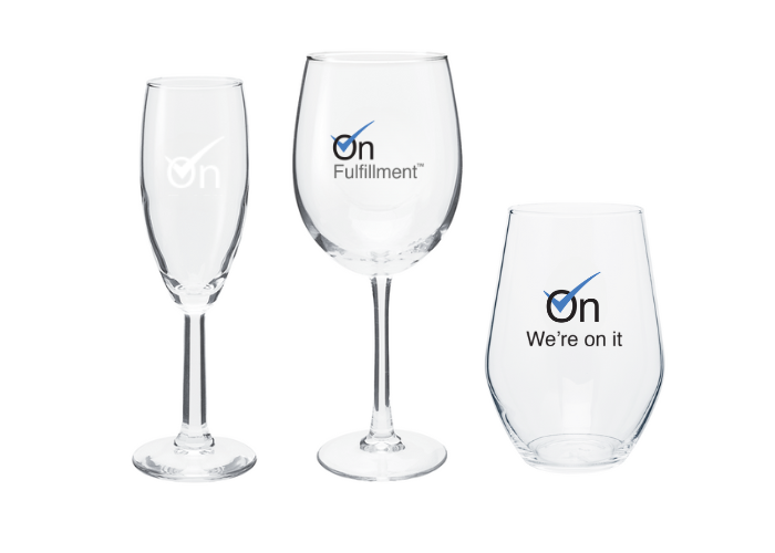 decorated wine glasses are sophisticated company gifts