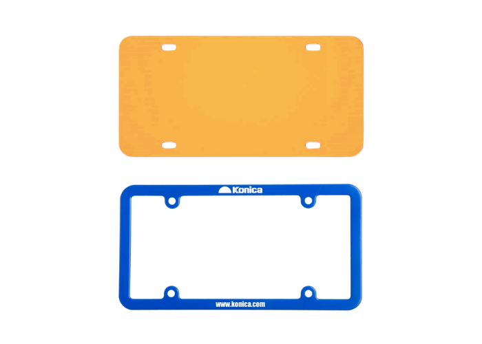 license plates and license plate frames can be branded