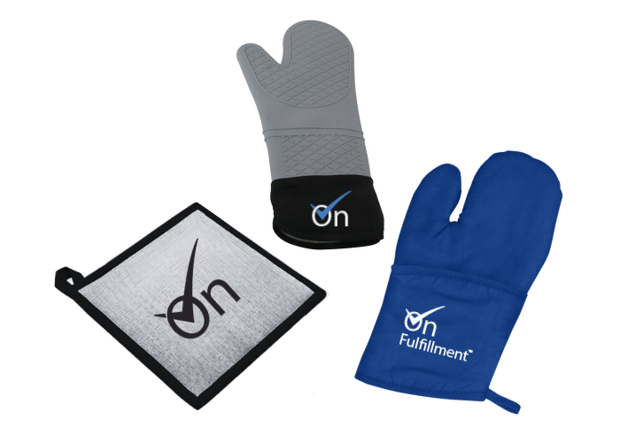 over mitts and pot holders can be customized to be corporate gifts