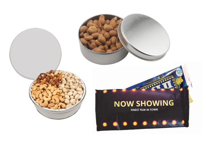 popcorn or snack tins as corporate gifts