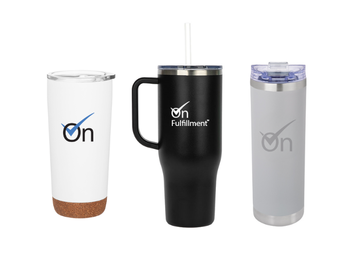 tumblers with company logos are often used as giveaways